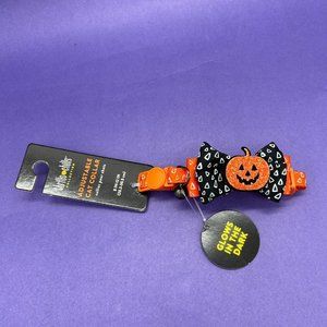 Thrills & Chills Glow In The Dark Halloween Cat Collar Bow w/Pumpkin XS 8.5-12"